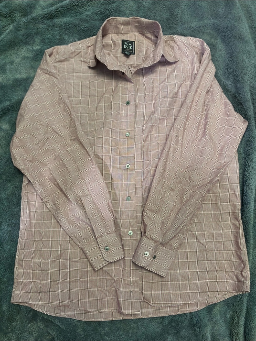 Jos. A. Bank Men's Light Pink Windowpane Dress Shirt